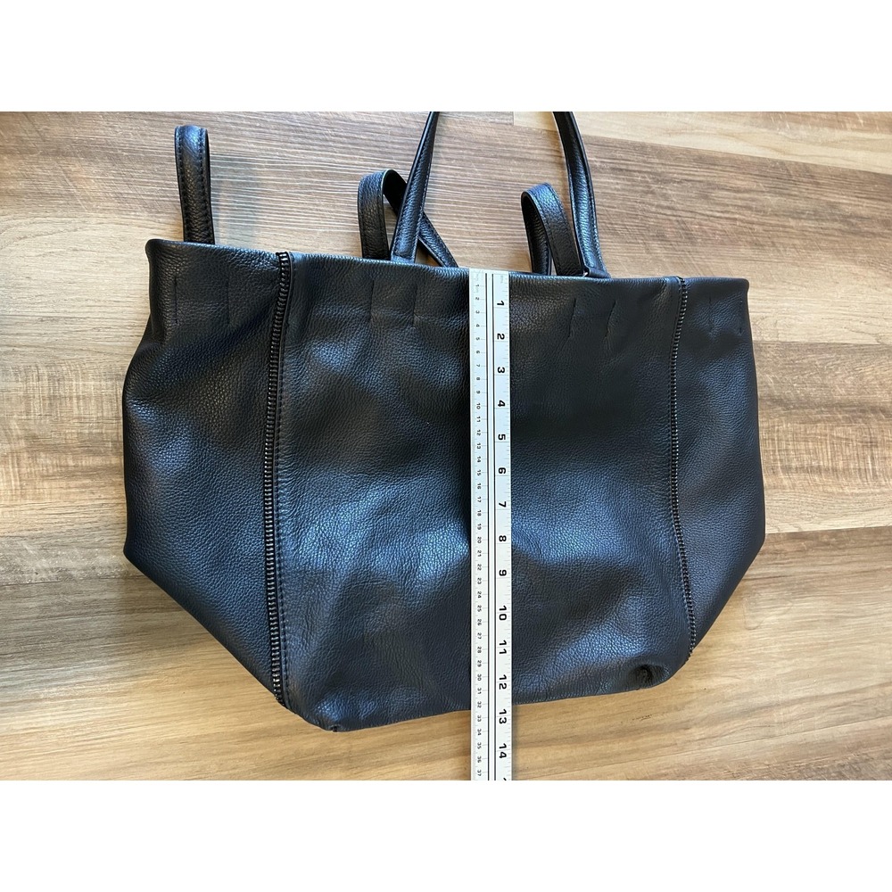 Botkier New York Tote Bag Black Pebbled Leather Strap Zip Accent Purse Large - Picture 8 of 10